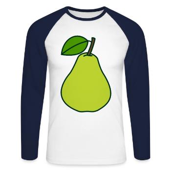 Birnen Kostüm Fasching Obst Karneval Birne - Unisex Baseballshirt langarm - Weiß/Navy - Vorne - Nik (191cm)