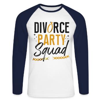 Happy Divorce Party Divorce Party - Unisex Long Sleeve Baseball T-Shirt - white/navy - Front - Nik (191cm)