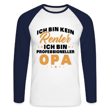 Ich Bin Kein Rentner Ich Bin Professioneller Opa - Unisex Baseballshirt langarm - Weiß/Navy - Vorne - Nik (191cm)