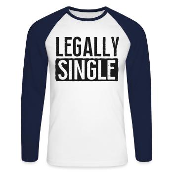 Happy Divorce Party Legally Single - Unisex Long Sleeve Baseball T-Shirt - white/navy - Front - Nik (191cm)