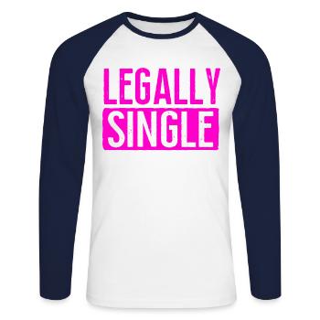 Happy Divorce Party Legally Single - Unisex Long Sleeve Baseball T-Shirt - white/navy - Front - Nik (191cm)