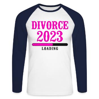 Happy Divorce Party Divorce 2023 - Unisex Baseballshirt langarm - Weiß/Navy - Vorne - Nik (191cm)