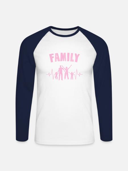 Familie Herzschlag - Unisex Baseballshirt langarm - Weiß/Navy