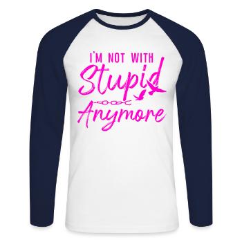 Happy Divorce Party I'm Not With - Unisex Long Sleeve Baseball T-Shirt - white/navy - Front - Nik (191cm)