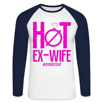 Happy Divorce Party Hot Ex-Wife - Unisex Baseballshirt langarm - Weiß/Navy - Vorne - Nik (191cm)