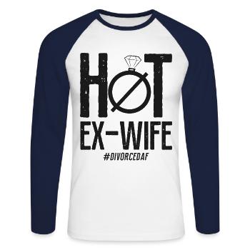 Happy Divorce Party Hot Ex-Wife - Unisex Baseballshirt langarm - Weiß/Navy - Vorne - Nik (191cm)