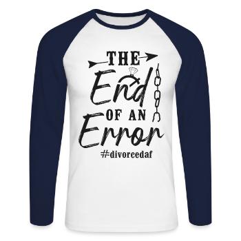 Happy Divorce Party The End Of An - Unisex Long Sleeve Baseball T-Shirt - white/navy - Front - Nik (191cm)