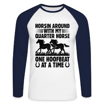 American Quarter Horse Reitpferd Liebhaber Hors - Unisex Baseballshirt langarm - Weiß/Navy - Vorne - Nik (191cm)