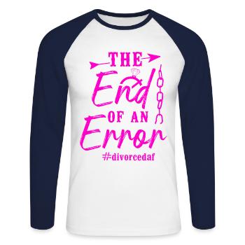 Happy Divorce Party The End Of An - Unisex Long Sleeve Baseball T-Shirt - white/navy - Front - Nik (191cm)
