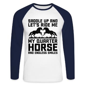 American Quarter Horse Equestrian Horse Lover Hors - Unisex Long Sleeve Baseball T-Shirt - white/navy - Front - Nik (191cm)