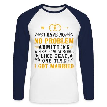 Happy Divorce Party I Have No - Unisex Long Sleeve Baseball T-Shirt - white/navy - Front - Nik (191cm)
