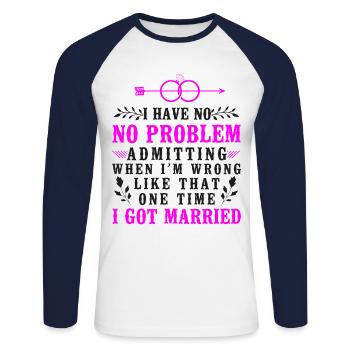 Happy Divorce Party I Have No - Unisex Long Sleeve Baseball T-Shirt - white/navy - Front - Nik (191cm)