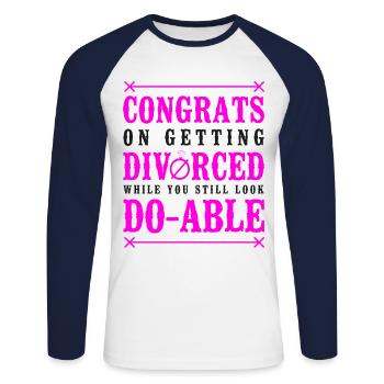 Happy Divorce Party Congrats On - Unisex Baseballshirt langarm - Weiß/Navy - Vorne - Nik (191cm)