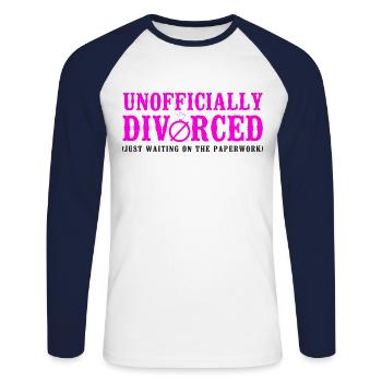Happy Divorce Party officieusement - T-shirt baseball manches longues Homme - blanc/marine - Devant - Nik (191cm)
