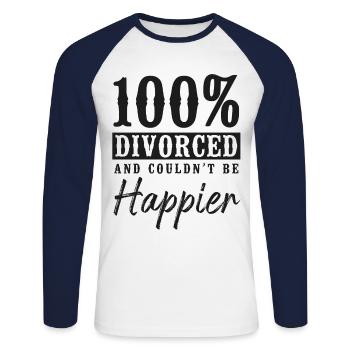 Happy Divorce Party 100% Divorced - Unisex Long Sleeve Baseball T-Shirt - white/navy - Front - Nik (191cm)