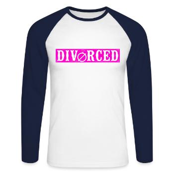 Happy Divorce Party divorcé - T-shirt baseball manches longues Homme - blanc/marine - Devant - Nik (191cm)