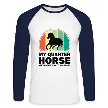 American Quarter Horse Reitpferd Liebhaber Hors - Unisex Baseballshirt langarm - Weiß/Navy - Vorne - Nik (191cm)