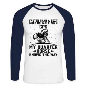 American Quarter Horse Equestrian Horse Lover Hors - Unisex Long Sleeve Baseball T-Shirt - white/navy - Front - Nik (191cm)