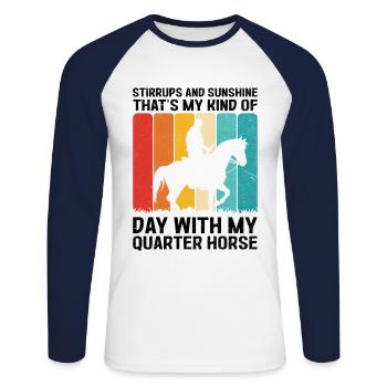 American Quarter Horse Equestrian Horse Lover Hors - Unisex Long Sleeve Baseball T-Shirt - white/navy - Front - Nik (191cm)