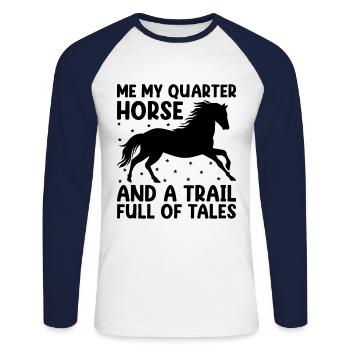 American Quarter Horse Equestrian Horse Lover Hors - T-shirt baseball manches longues Homme - blanc/marine - Devant - Nik (191cm)