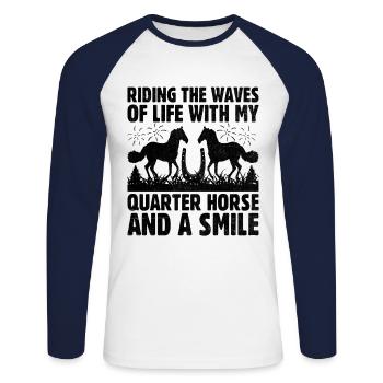 American Quarter Horse Reitpferd Liebhaber Hors - Unisex Baseballshirt langarm - Weiß/Navy - Vorne - Nik (191cm)