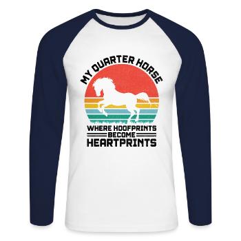 American Quarter Horse Equestrian Horse Lover Hors - Unisex Long Sleeve Baseball T-Shirt - white/navy - Front - Nik (191cm)