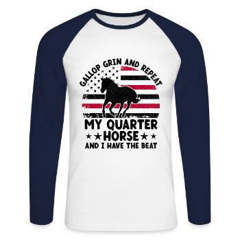 American Quarter Horse Equestrian Horse Lover Hors - Unisex Long Sleeve Baseball T-Shirt - white/navy - Front - Nik (191cm)