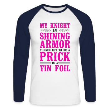 Happy Divorce Party My Knight In - Unisex Baseballshirt langarm - Weiß/Navy - Vorne - Nik (191cm)