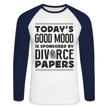 Happy Divorce Party Today's Good - Unisex Baseballshirt langarm - Weiß/Navy - Vorne - Nik (191cm)