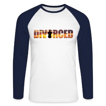 Happy Divorce Party Sunset - Unisex Baseballshirt langarm - Weiß/Navy - Vorne - Nik (191cm)