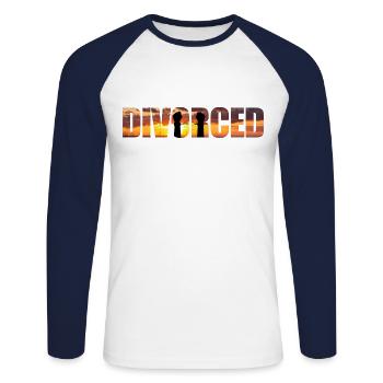 Happy Divorce Party Sunset - Unisex Baseballshirt langarm - Weiß/Navy - Vorne - Nik (191cm)