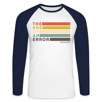 Happy Divorce Party Retro The End - Unisex Baseballshirt langarm - Weiß/Navy - Vorne - Nik (191cm)