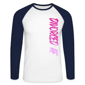 Happy Divorce Party Divorced Af - Unisex Long Sleeve Baseball T-Shirt - white/navy - Front - Nik (191cm)