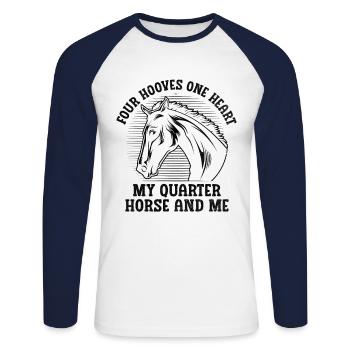 American Quarter Horse Equestrian Horse Lover Hors - Unisex Long Sleeve Baseball T-Shirt - white/navy - Front - Nik (191cm)