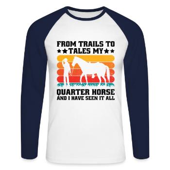 American Quarter Horse Equestrian Horse Lover Hors - Unisex Long Sleeve Baseball T-Shirt - white/navy - Front - Nik (191cm)