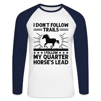 American Quarter Horse Equestrian Horse Lover Hors - T-shirt baseball manches longues Homme - blanc/marine - Devant - Nik (191cm)
