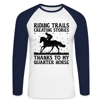American Quarter Horse Reitpferd Liebhaber Hors - Unisex Baseballshirt langarm - Weiß/Navy - Vorne - Nik (191cm)