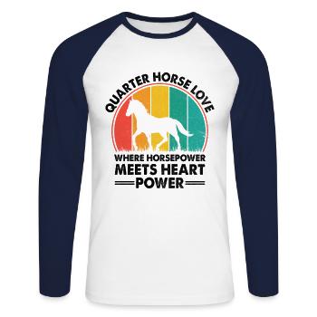 American Quarter Horse Equestrian Horse Lover Hors - Unisex Long Sleeve Baseball T-Shirt - white/navy - Front - Nik (191cm)
