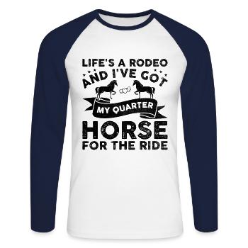 American Quarter Horse Equestrian Horse Lover Hors - Unisex Long Sleeve Baseball T-Shirt - white/navy - Front - Nik (191cm)