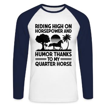American Quarter Horse Equestrian Horse Lover Hors - Unisex Long Sleeve Baseball T-Shirt - white/navy - Front - Nik (191cm)