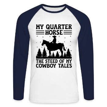 American Quarter Horse Reitpferd Liebhaber Hors - Unisex Baseballshirt langarm - Weiß/Navy - Vorne - Nik (191cm)