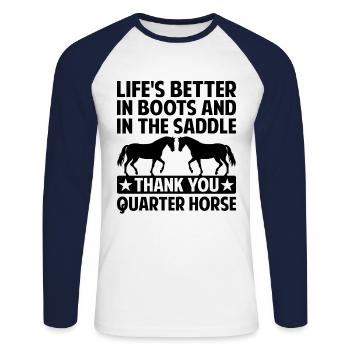 American Quarter Horse Equestrian Horse Lover Hors - Unisex Long Sleeve Baseball T-Shirt - white/navy - Front - Nik (191cm)