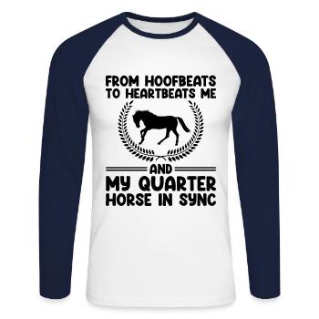 American Quarter Horse Equestrian Horse Lover Hors - T-shirt baseball manches longues Homme - blanc/marine - Devant - Nik (191cm)
