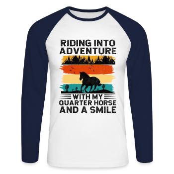 American Quarter Horse Equestrian Horse Lover Hors - Unisex Long Sleeve Baseball T-Shirt - white/navy - Front - Nik (191cm)