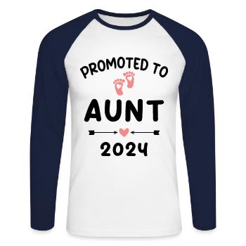 Beförderzur Tante 2024 Pregnancy Announce - Unisex Baseballshirt langarm - Weiß/Navy - Vorne - Nik (191cm)