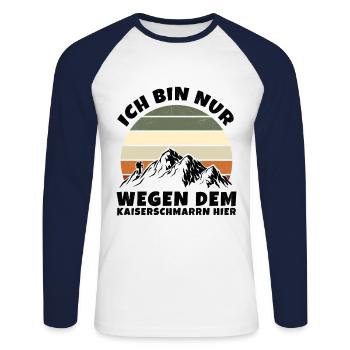 Ich Bin Nur Wegen Dem Kaiserschmarrn Hier - Unisex Baseballshirt langarm - Weiß/Navy - Vorne - Nik (191cm)