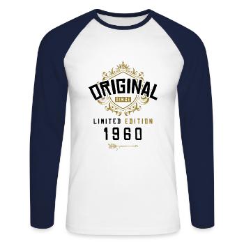 1960 limited edition Geburtstag - Unisex Baseballshirt langarm - Weiß/Navy - Vorne - Nik (191cm)