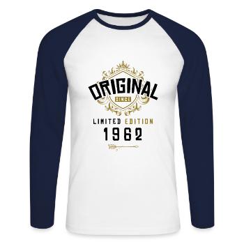 1962 limited edition Geburtstag - Unisex Baseballshirt langarm - Weiß/Navy - Vorne - Nik (191cm)