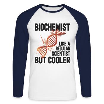 Biochimiste comme un scientifique ordinaire - T-shirt baseball manches longues Homme - blanc/marine - Devant - Nik (191cm)