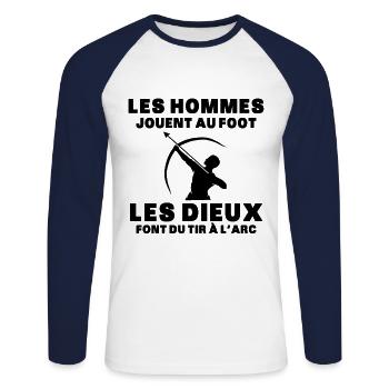 Homme Cadeau tir à l arc humour tir a l'arc archer - T-shirt baseball manches longues Homme - blanc/marine - Devant - Nik (191cm)